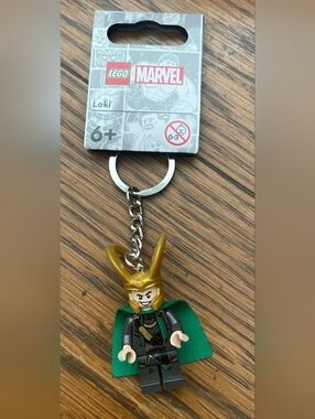 New LEGOMARVEL 854294, LOKI  Minifigure Keyring Keychain, Metal Ring w/Chain